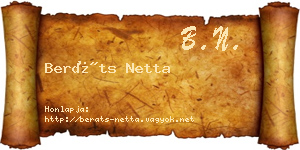Beráts Netta névjegykártya